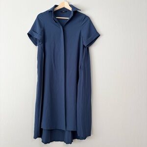 NWOT RUTI Blue Collared Button Down Short Sleeve Pleated Dress